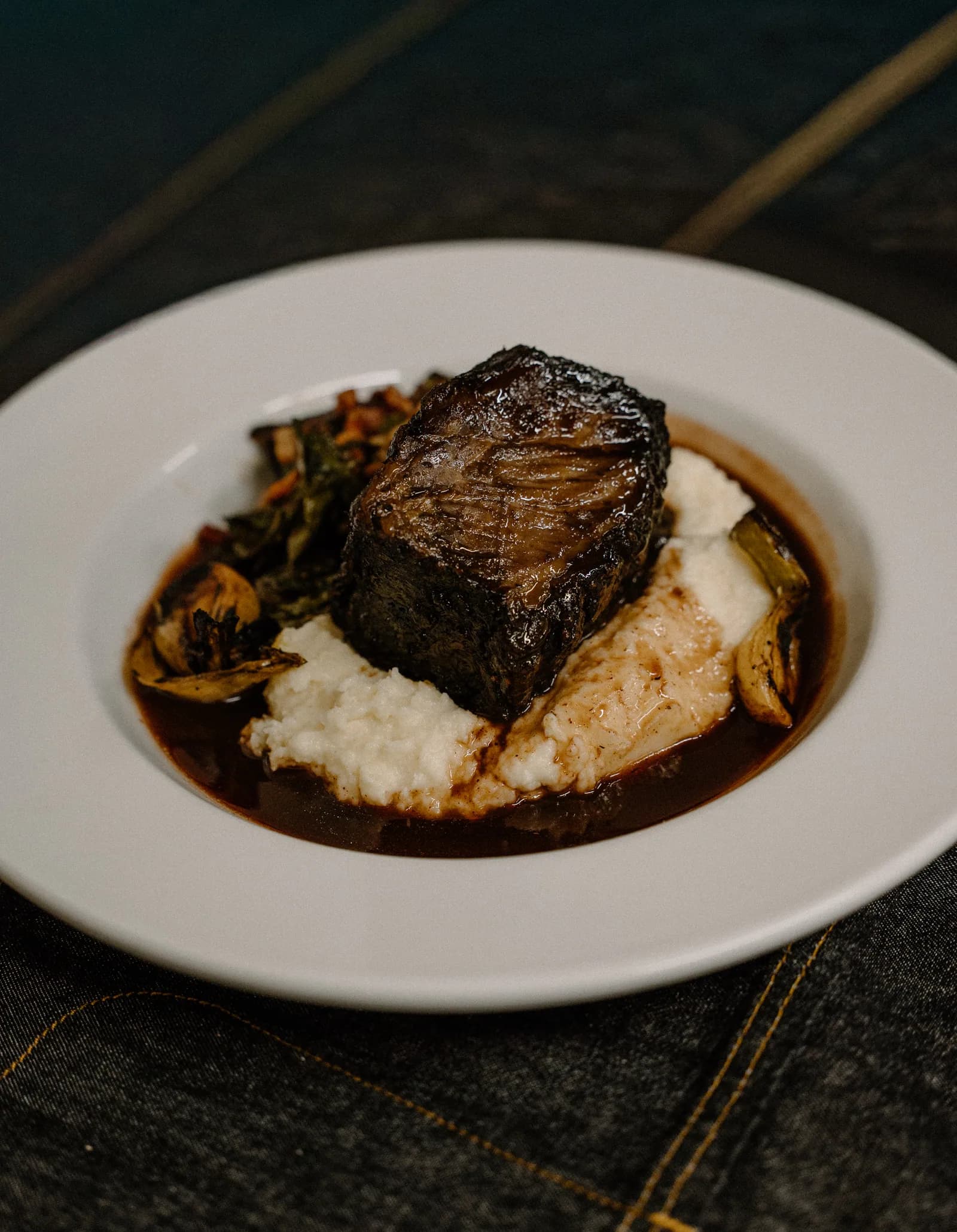 Braised main course — menu direction photography